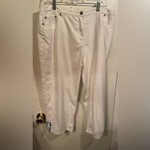 Ruby Rd. White with Turquoise & Silver bead detail Pants